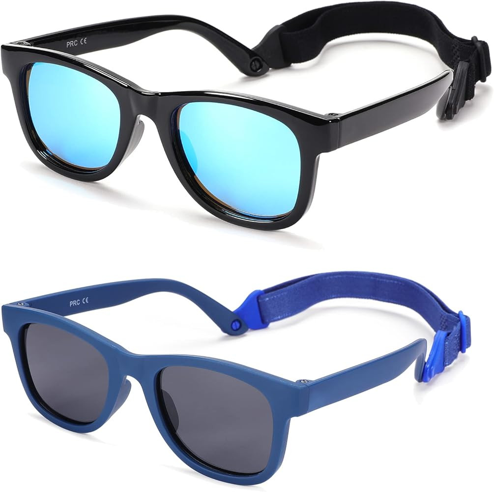 COASION Bendable Flexible Polarized Newborn Baby Sunglasses with Strap for Infant Boys Girls Age ... | Amazon (US)