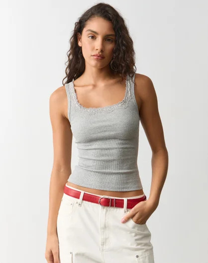 Rib Lace Trim Cami | Glassons (Australia)