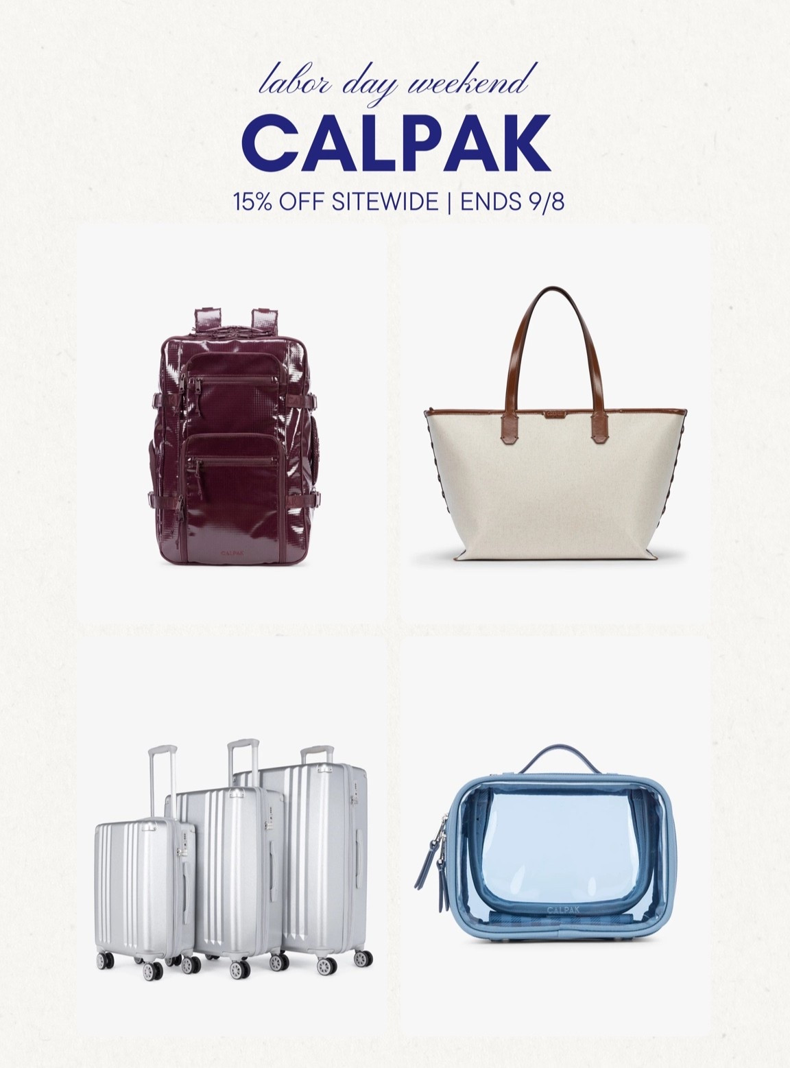 [9/2/26] @CALPAK Labor Day sale is live! 15% off sitewide | linking some favorite styles I own and love + new arrivals/colors!

#LTKSeasonal #LTKTravel #LTKSaleAlert