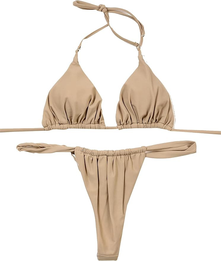 SOLY HUX Women's Halter Triangle Tie Side Bikini 2 Piece Swimsuits | Amazon (US)