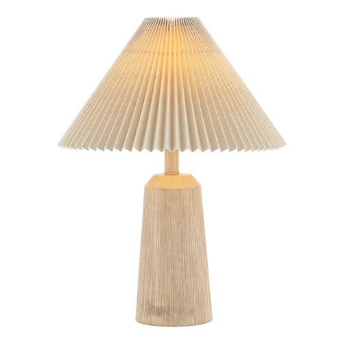 JONATHAN Y JYL1146A Arvid 20.5" Rustic Scandinavian Resin/Iron Lighthouse LED Table Lamp with Pleated Shade, Beige Wood Finish, for Bedroom, Living Room, Entry Console | Amazon (US)