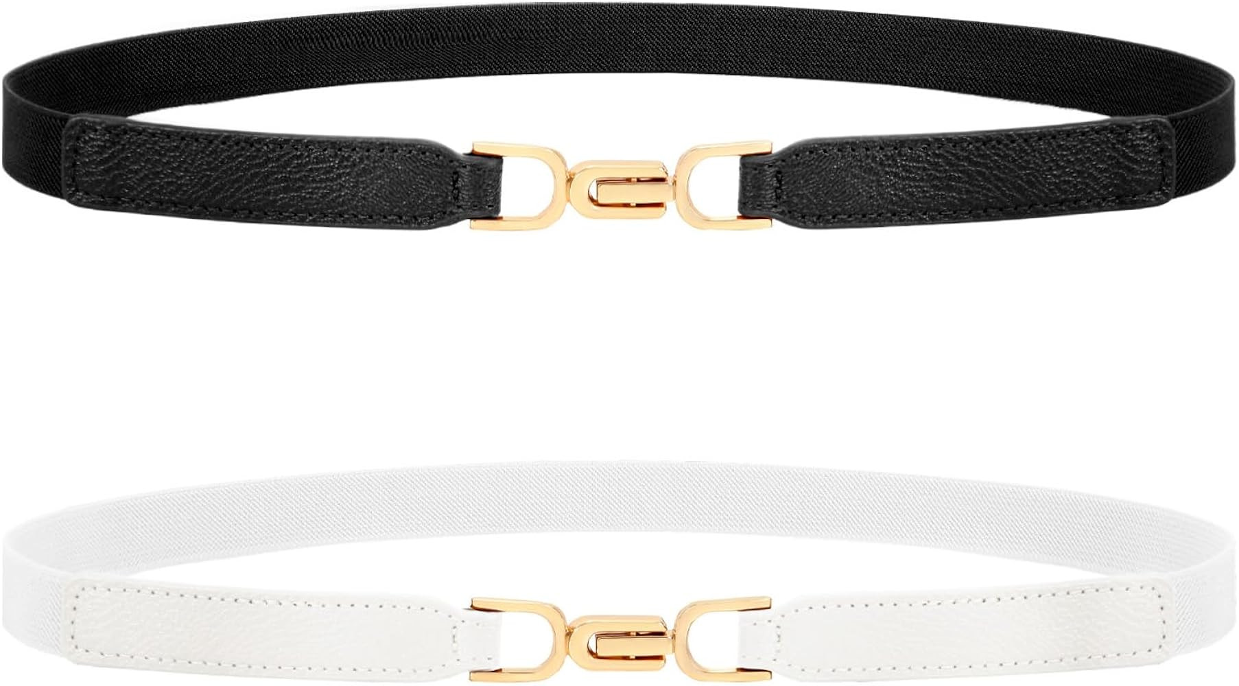 XZQTIVE Women Stretchy Skinny Belt for Dresses Thin Retro Elastic Waist Belt with Gold Buckle for... | Amazon (US)