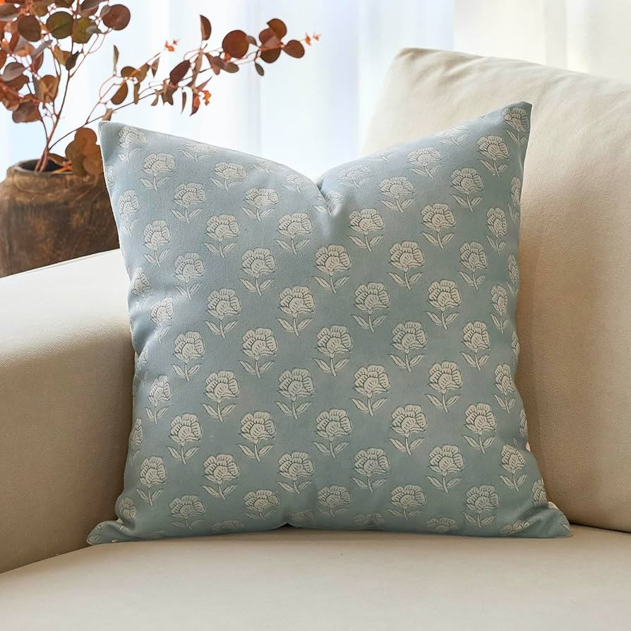 DOMVITUS Floral Pillow Covers 20x20 Throw Pillow Covers Decorative Block Floral Print Vintage Pil... | Amazon (US)