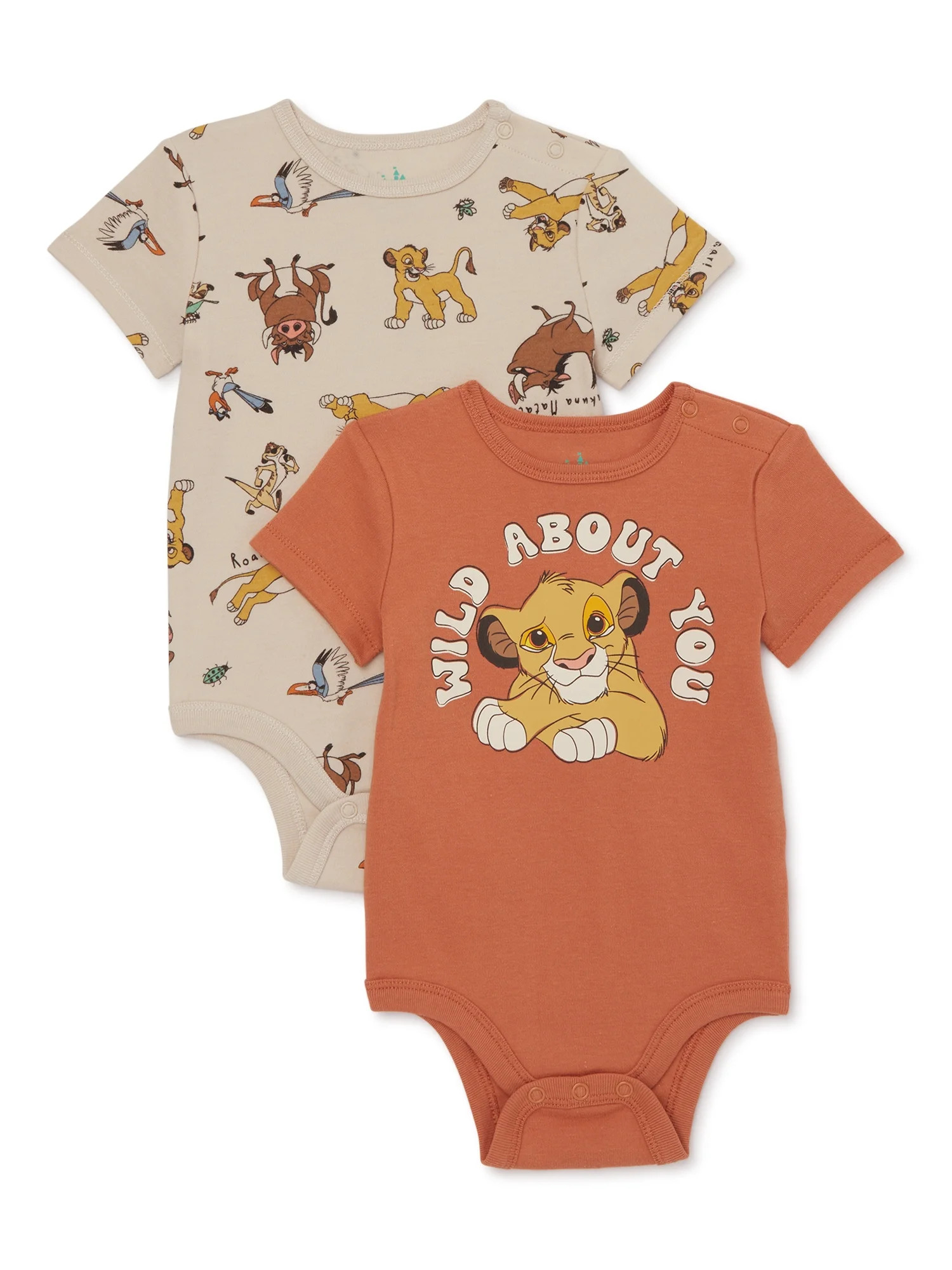 Lion King Baby Bodysuits with Short Sleeves, 2-Pack, Sizes 0/3M-24M | Walmart (US)