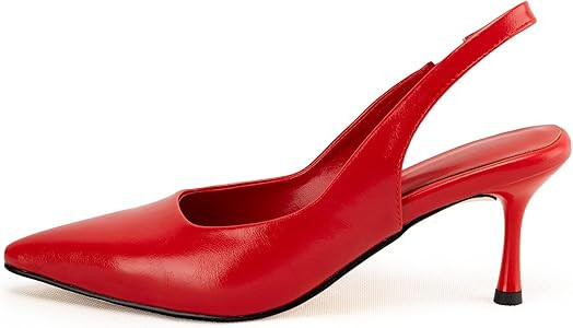 DREAMCIA Women's Pumps Slingback Heels Pointed Toe Sling Back Kitten Heels Women Metallic Slingba... | Amazon (US)