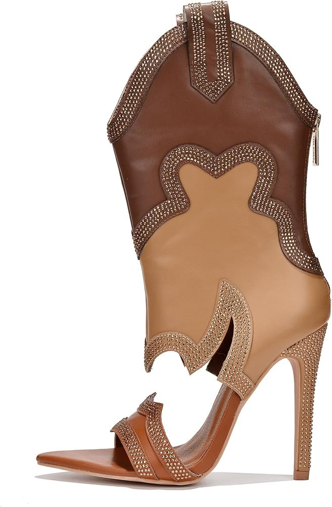Cape Robbin Nayaye Stiletto Fashion Western Booties for Women, Women's Open Toe Mid-calf Boots wi... | Amazon (US)