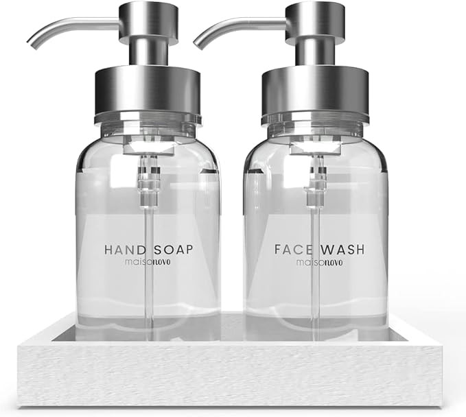 MaisoNovo Foaming Soap Dispenser with Concrete Tray & Waterproof Hand Soap & Face Wash Labels | F... | Amazon (US)