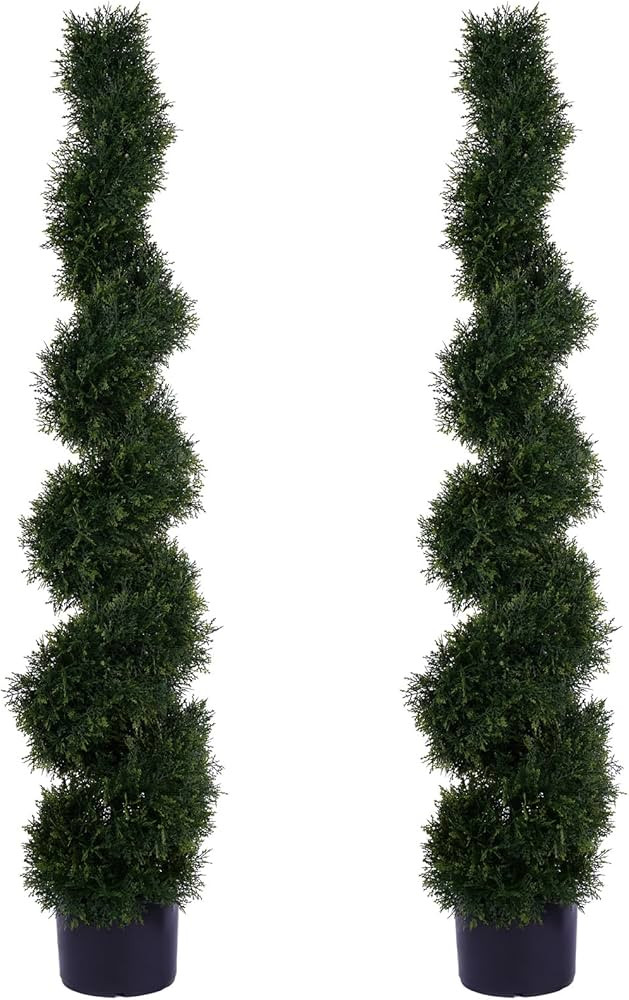 5 ft UV-Resistant Boxwood Artificial Cedar Spiral Green Tree Planting-Decorative Artificial Green... | Amazon (US)
