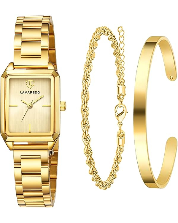 Gold Watches for Women, Dainty Womens Watch, Luxury Ladies Wrist Watches with Stainless Steel & J... | Amazon (US)