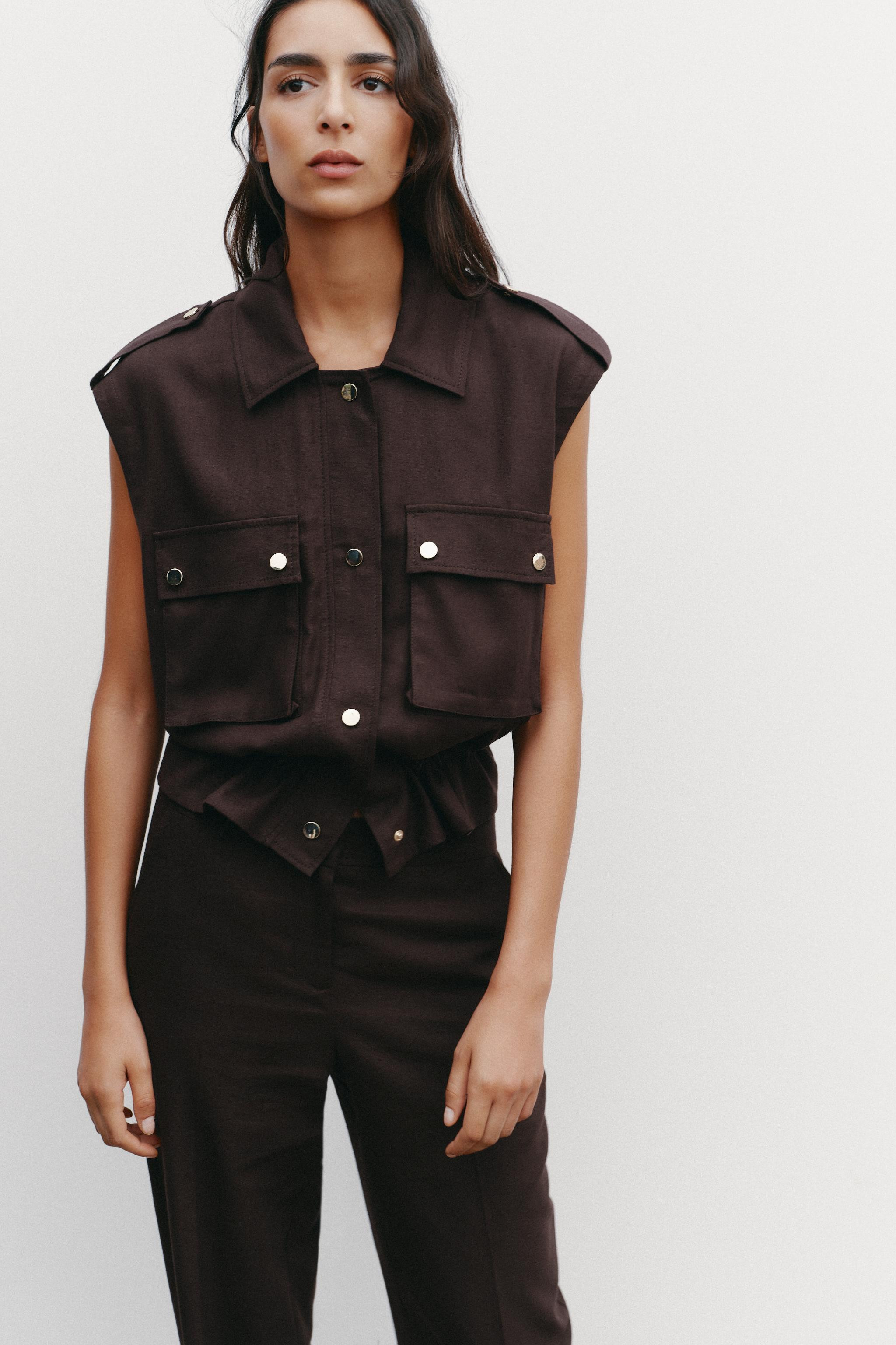 CARGO WAISTCOAT WITH LINEN | Zara UK