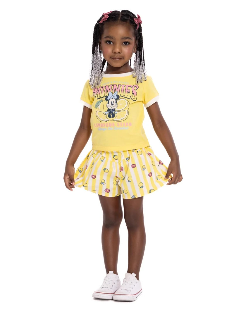 Minnie Mouse Toddler Girls Graphic Tee and Print Shorts Set, 2-Piece, Sizes 12M-5T | Walmart (US)