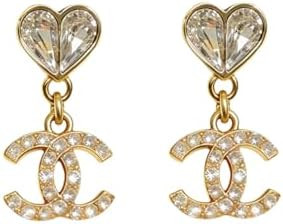 Crystal Heart Stud Drop Earrings, Charm, Rhinestone Embellished, Gold and Silver Tone. | Amazon (US)