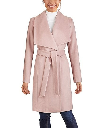 Cole Haan Dusty Rose Wool Belted Coat - Women | Zulily