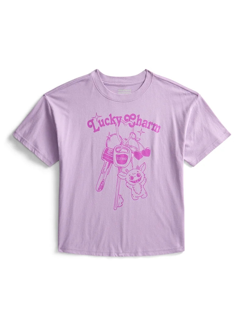 Weekend Academy Girls Oversized Graphic Tee with Short Sleeves, Sizes 4-18 | Walmart (US)
