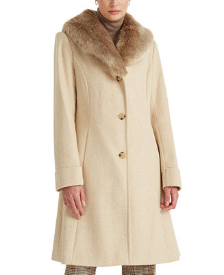 Women's Faux-Fur-Collar Coat | Macy's