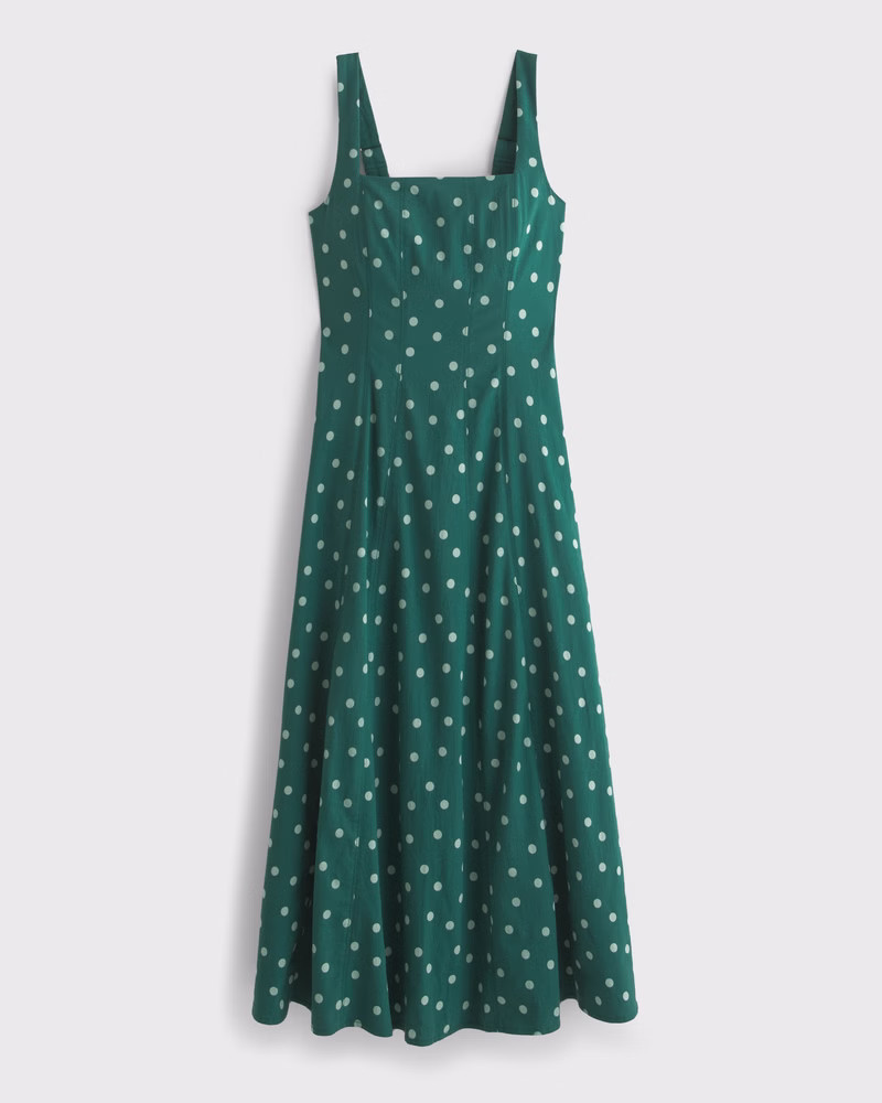 Abercrombie & Fitch Women's The A&F Mila Midi Dress in Juniper Dot - Size XXL TALL | Abercrombie & Fitch (US)