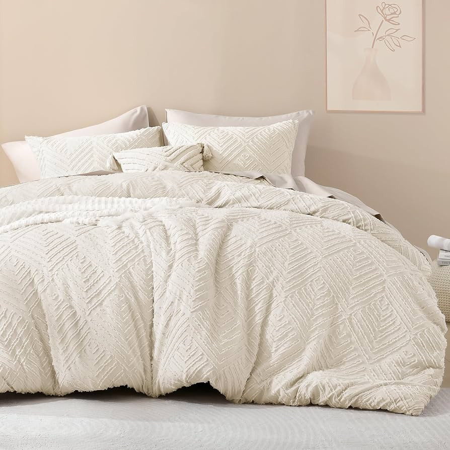 Litanika Beige King Size Comforter Set, 3 Pieces Cream Tufted Boho Farmhouse Bedding Comforter Se... | Amazon (US)