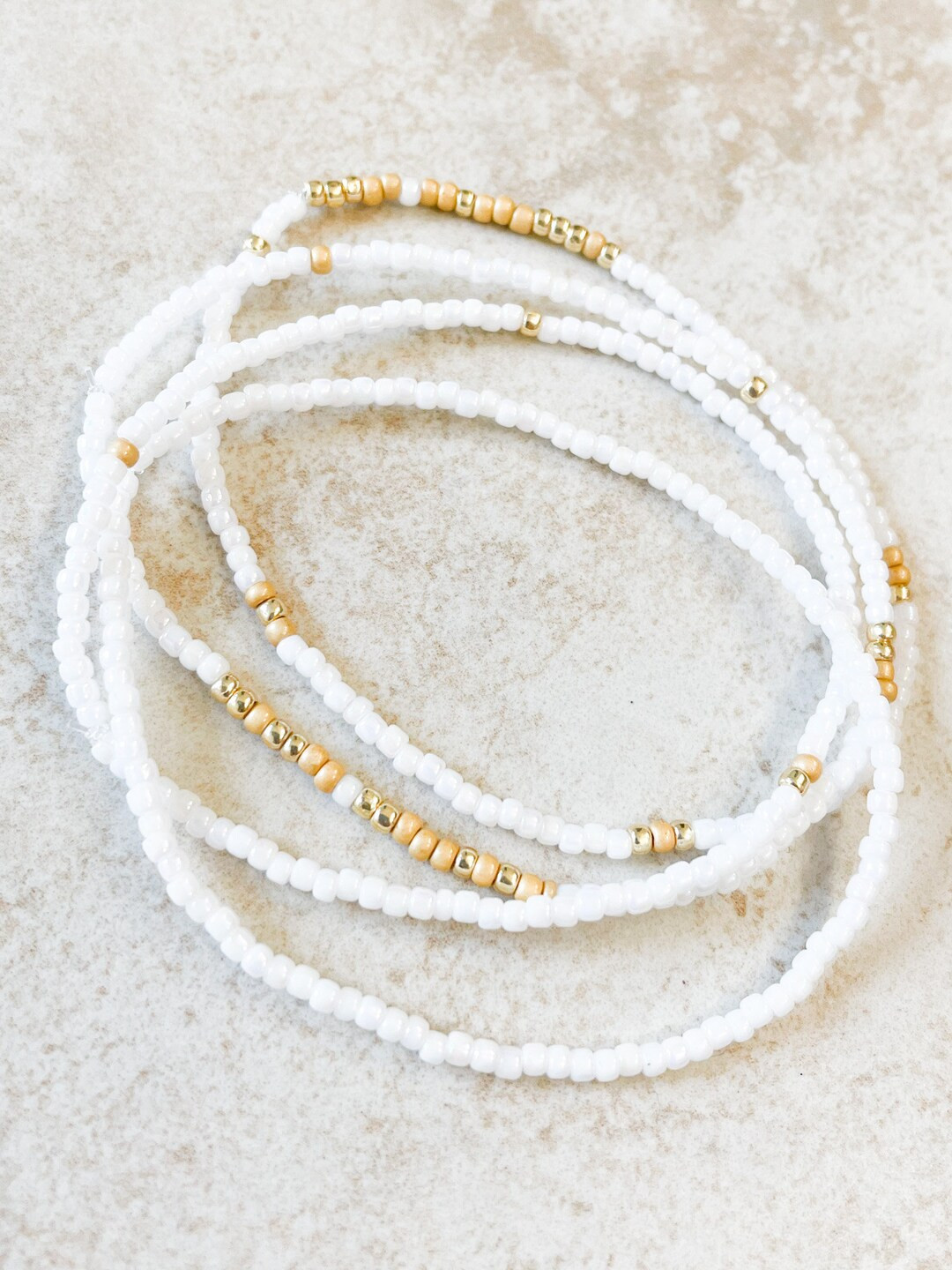 White Gold Seed Bead Bracelet, Beaded Bracelet, Stretch Bracelet, Beaded Jewelry, Seed Bead Brace... | Etsy (US)