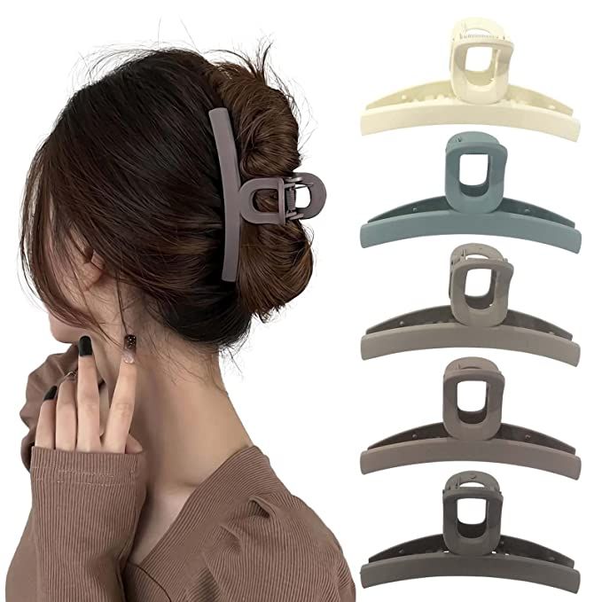 Hair Claw Clips, 4.33 Inch Nonslip Large Hair Clips for Women and Girls, 5 Colors Strong Hold Mat... | Amazon (US)