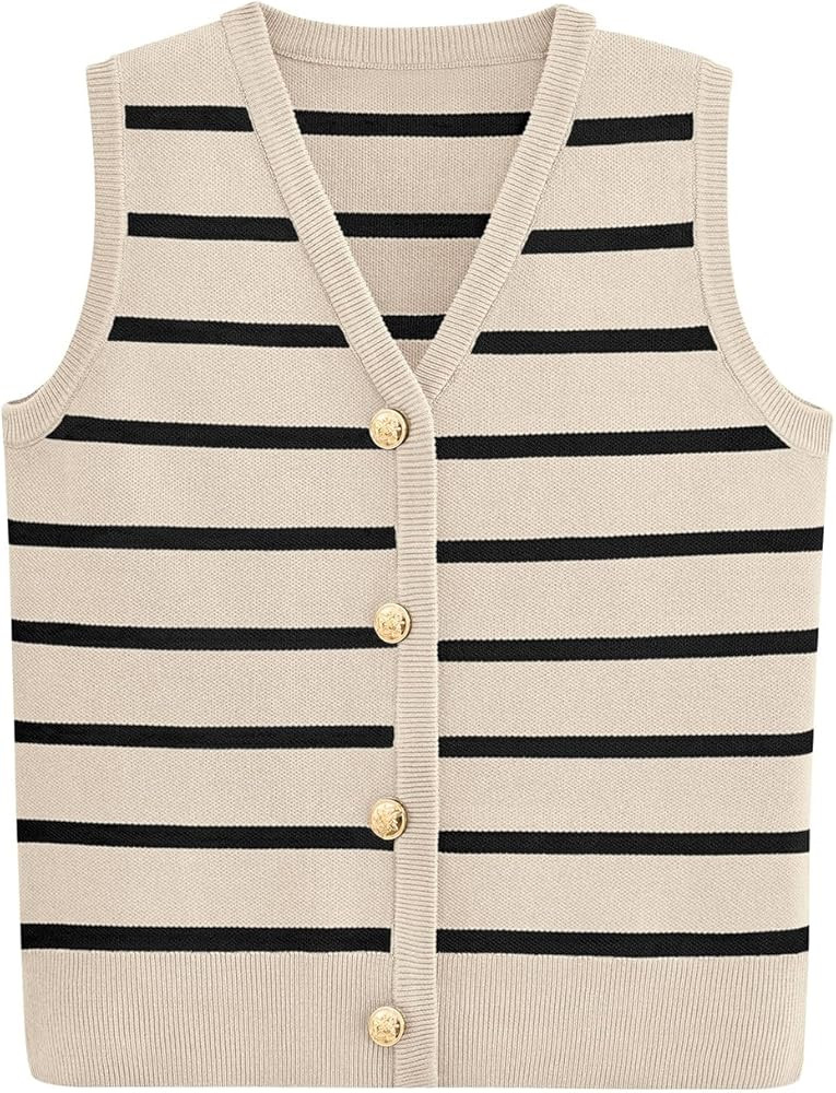NALANISA Women's Trendy Sleeveless Knit Striped Sweater Vest Tank Tops 2024 Summer Slim Fitted Te... | Amazon (US)