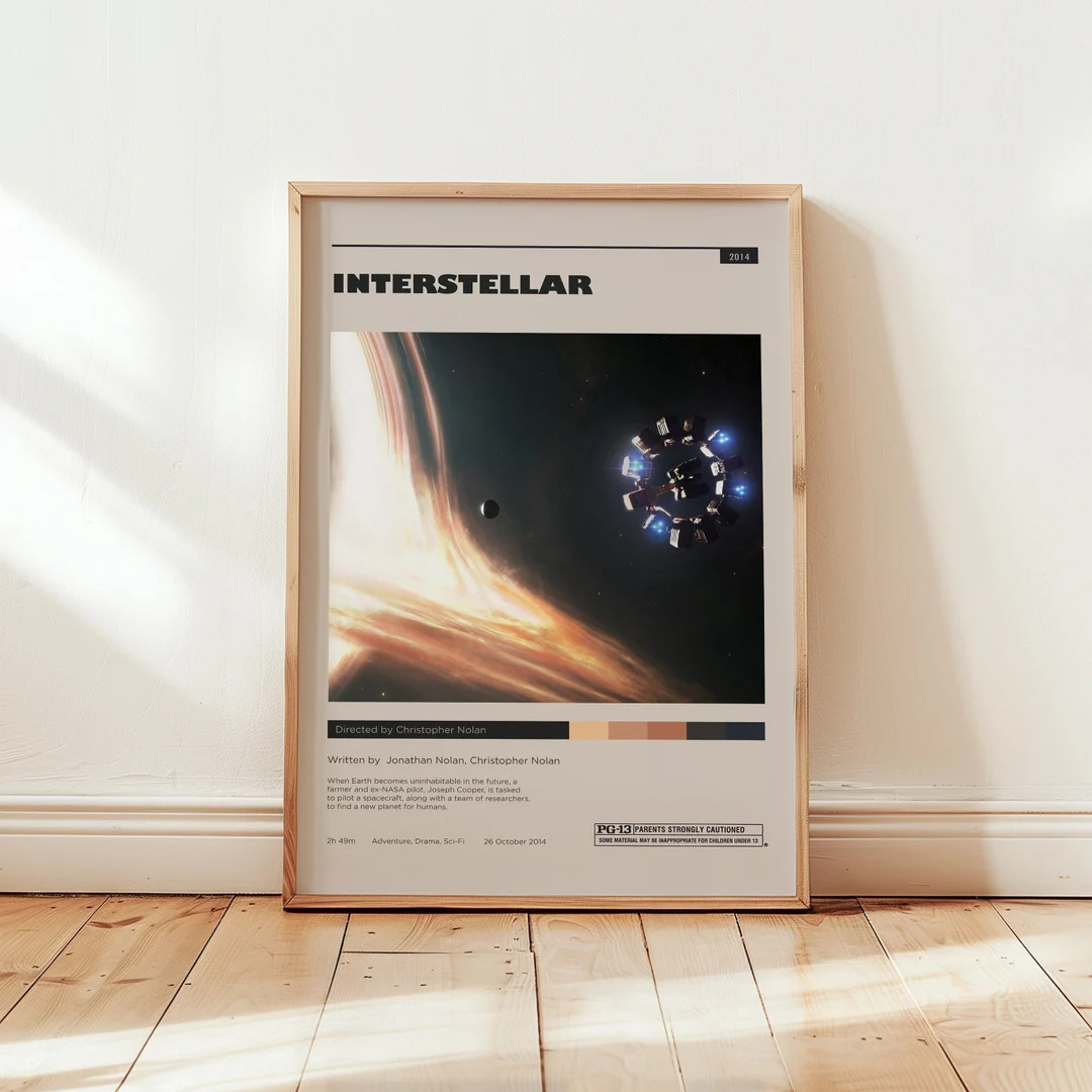 Interstellar Poster, Christopher Nolan Wall Art, Minimalist Wall Decor, Digital Download, Sci-fi ... | Etsy (US)