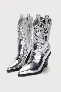 Sergio Silver Chrome Pointed-Toe Western Boots | Lulus (US)