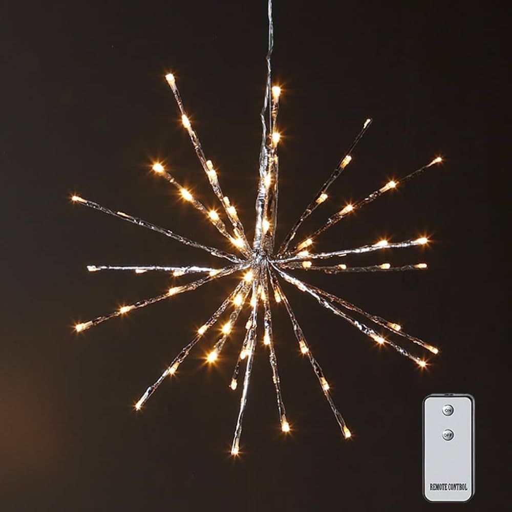 RAZ Imports 18 Inch Silver Starburst with 80 Warm White Lights and Remote | Amazon (US)