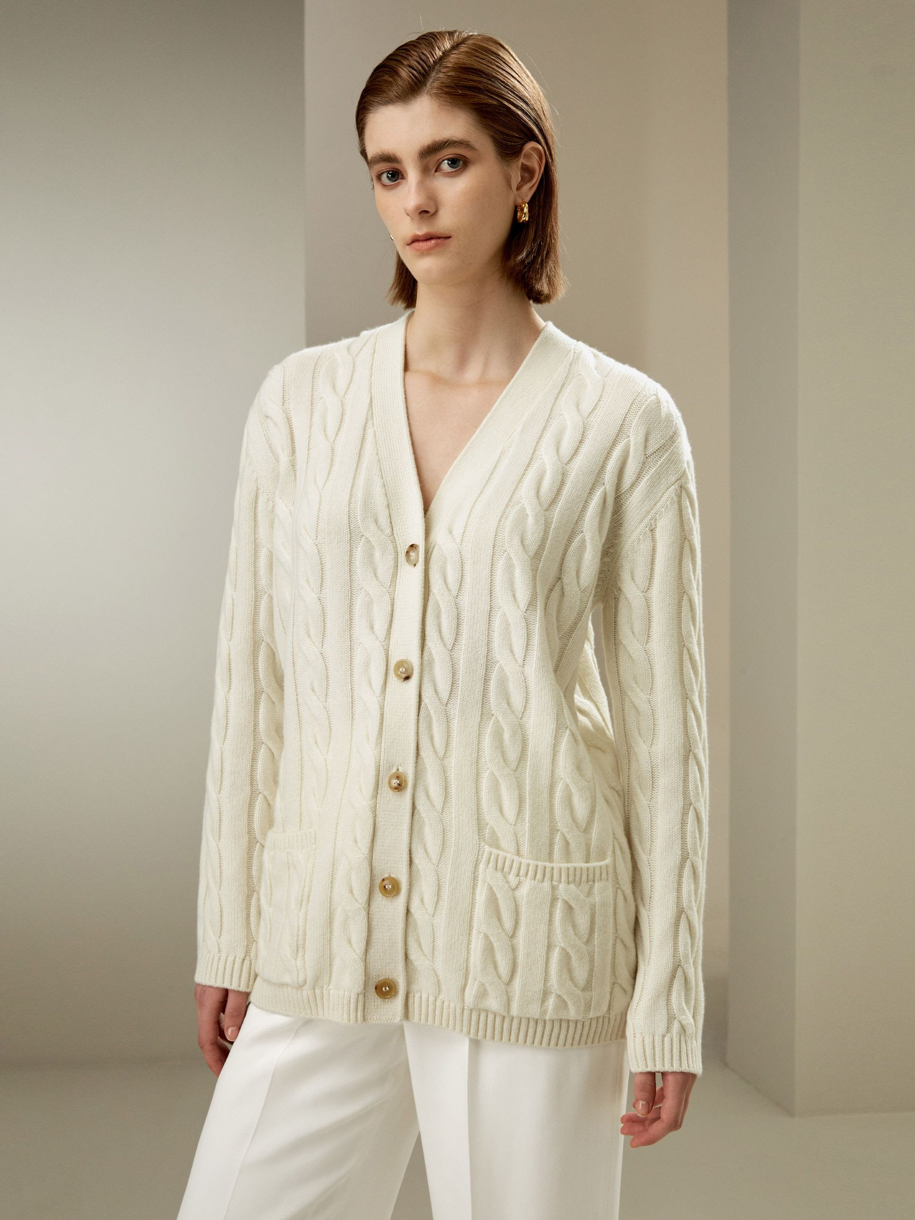 Oversized Cable Weave Cardigan | LilySilk