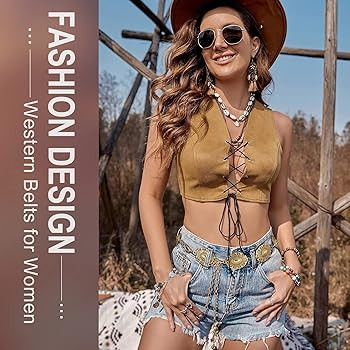 Women Boho Chain Belts for Jeans Dresses Western Silver Concho Waist Chain Links Belt for Women A... | Amazon (CA)