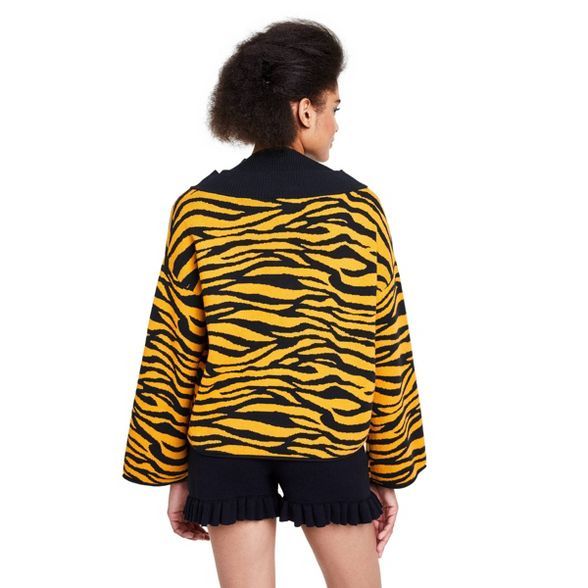 Women's Animal Print Turtleneck Layered Pullover Sweater - Victor Glemaud x Target Gold | Target
