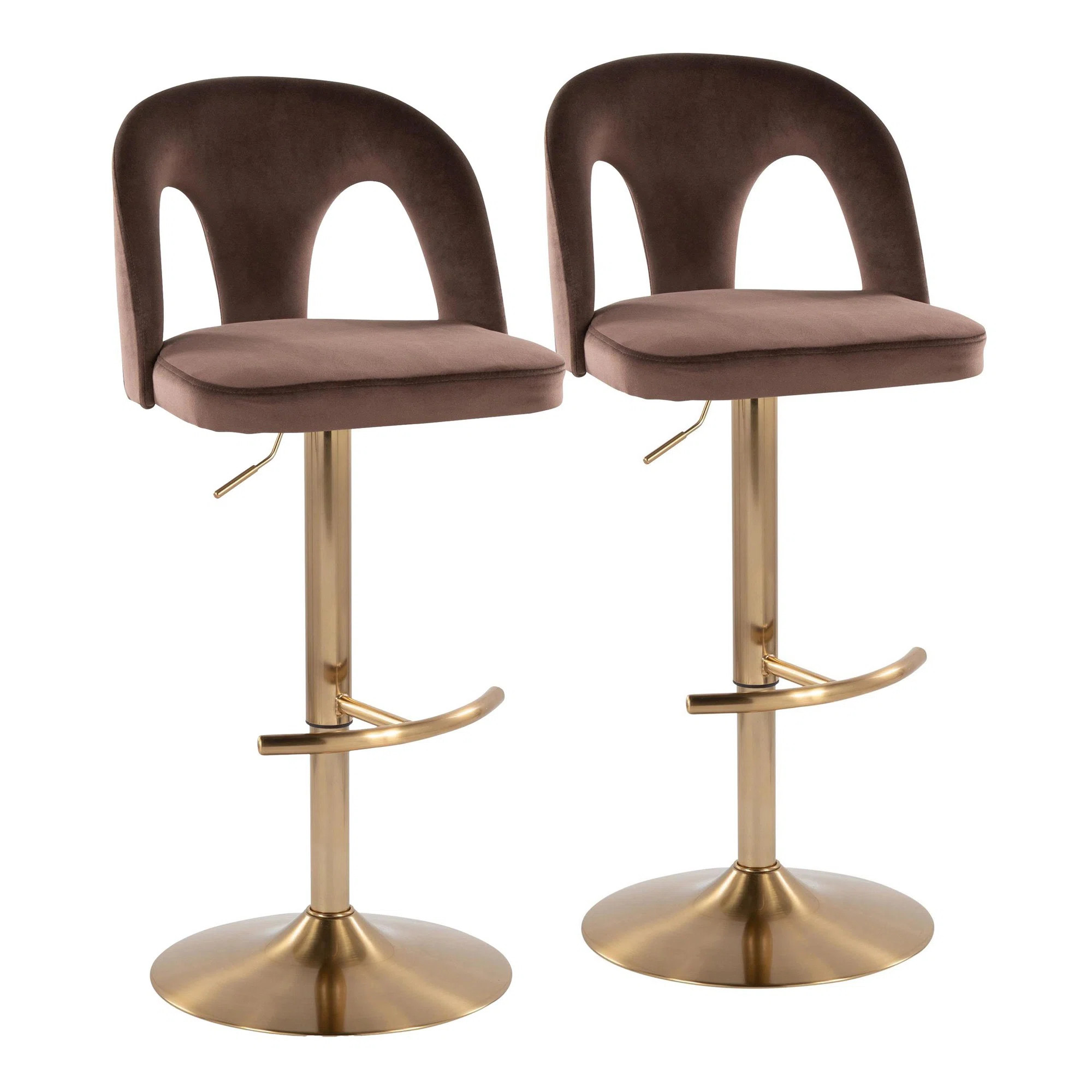 Ava Upholstered Contemporary Adjustable Barstool In Metal And With Round T Footrest By Lumisource... | Wayfair North America