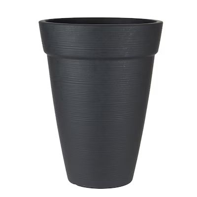 allen + roth  Large (25-65-Quart) 15.79-in W x 21.14-in H Pietra Black Resin Planter | Lowe's
