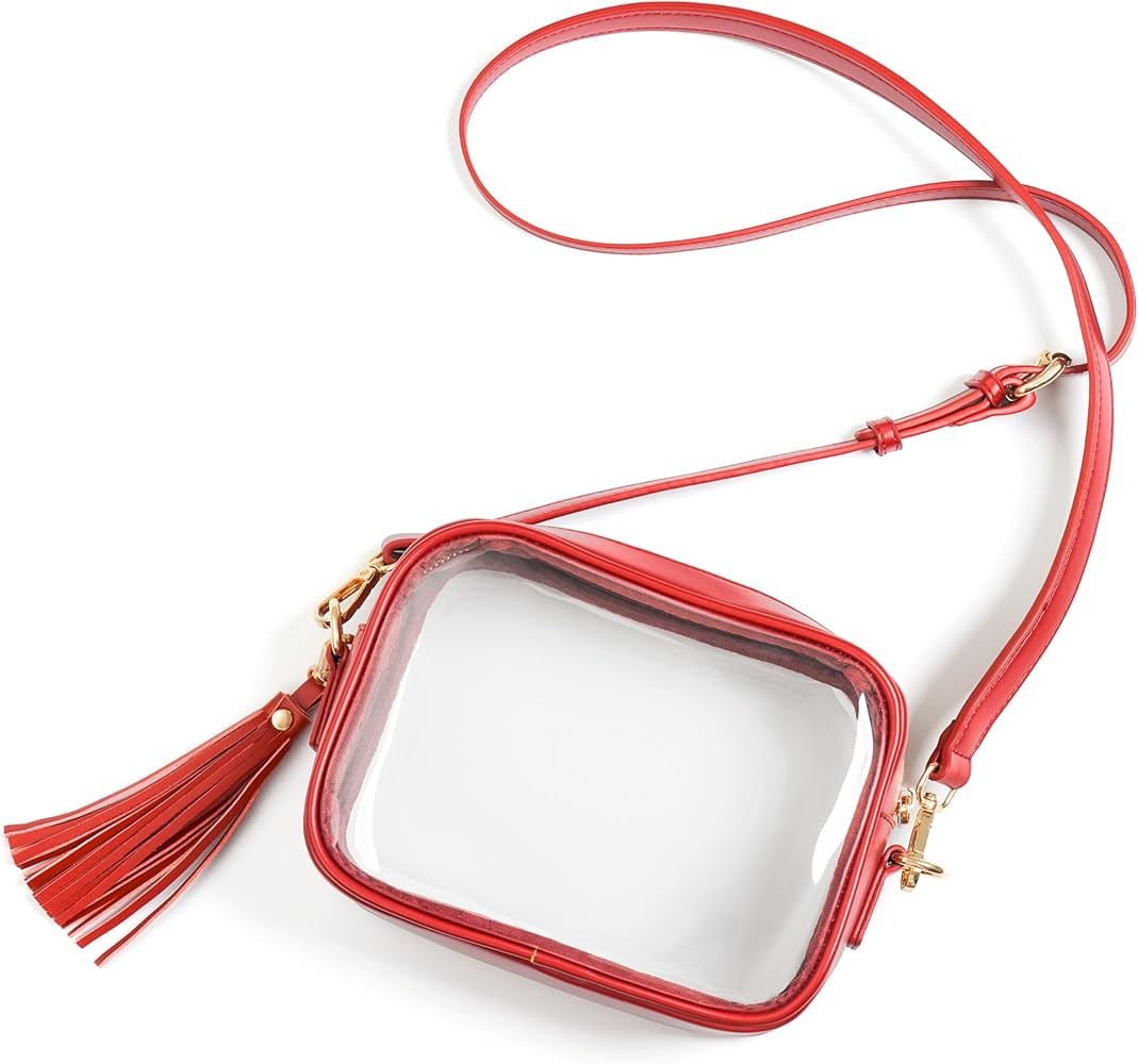 Yarnic Clear Bag Stadium Approved, PVC Transparent Crossbody Purse Small Clear Crossbody Bag with... | Amazon (US)