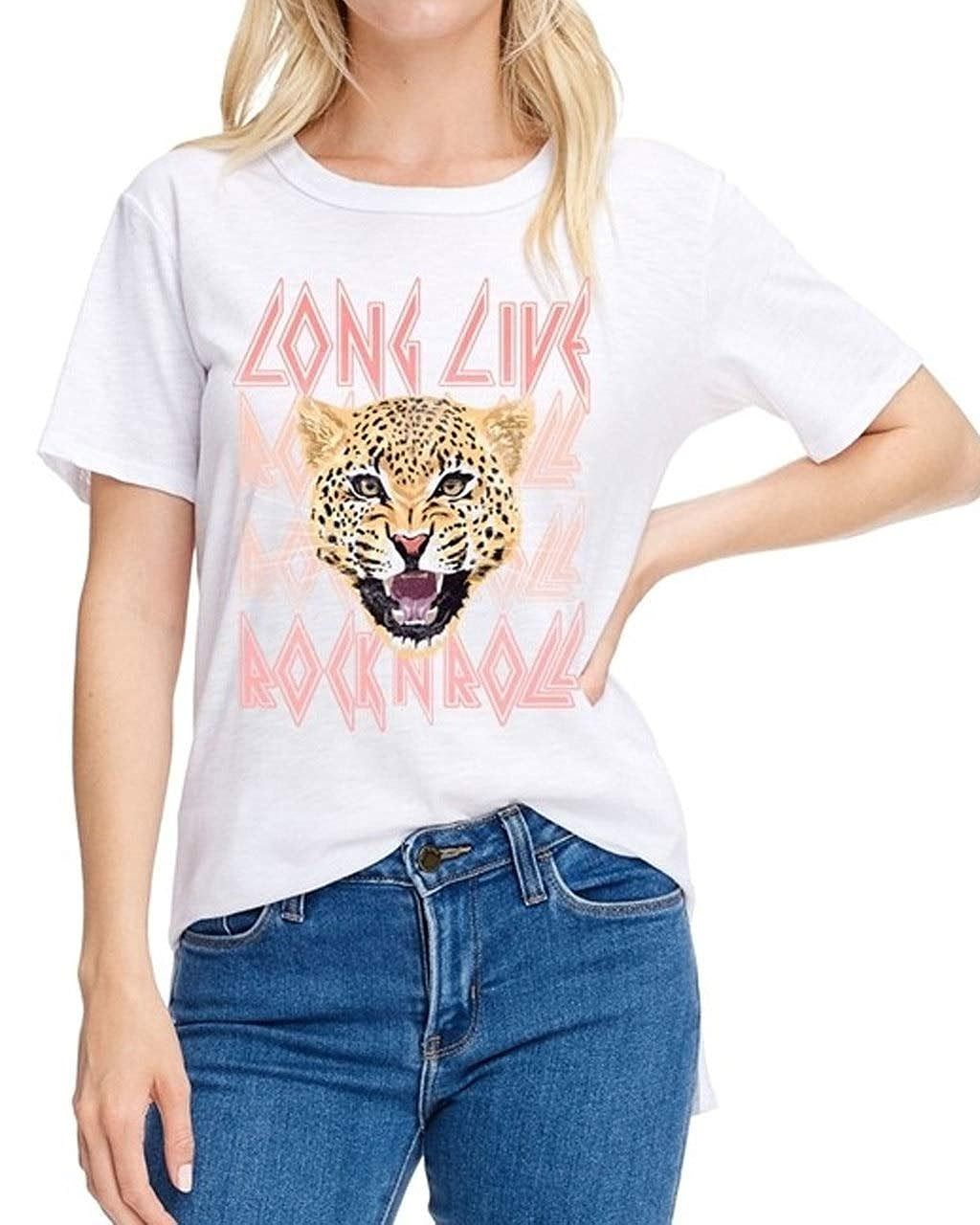 Sidecca Vintage Inspired Long Live Rock and Roll Oversize Graphic Tee | Amazon (US)