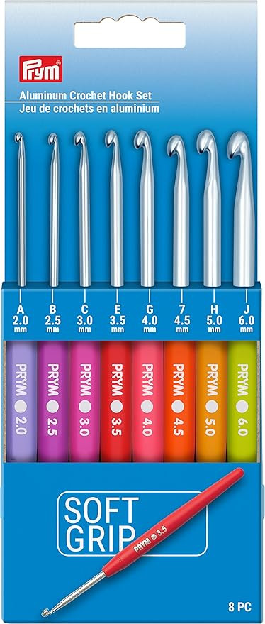 Prym Soft Grip Aluminum, 2-6mm Crochet Hook Set, Multicolor 8 Count | Amazon (US)