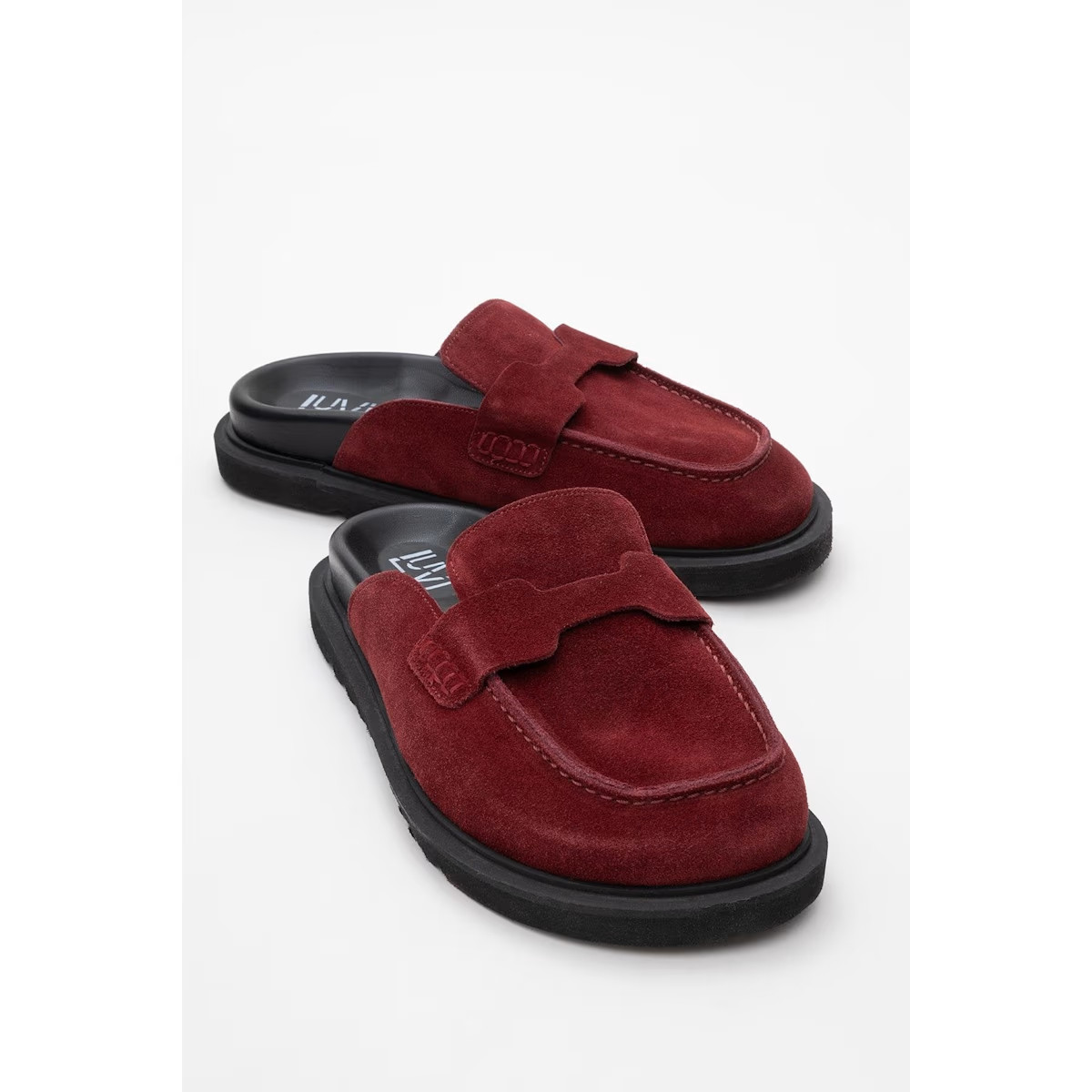 Online ExclusiveLaven Suede Burgundy Leather Clogs | Wolf & Badger
