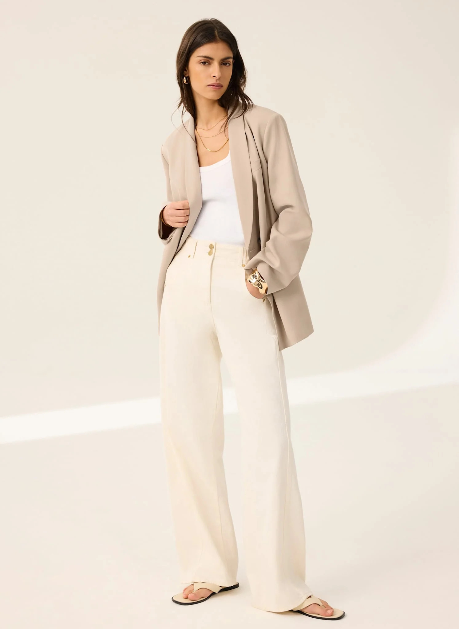 Neutral Single Breasted Blazer | Mint Velvet