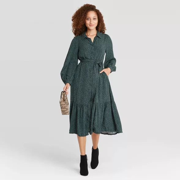 Women's Long Sleeve Tie Waist Shirtdress - A New Day™ | Target