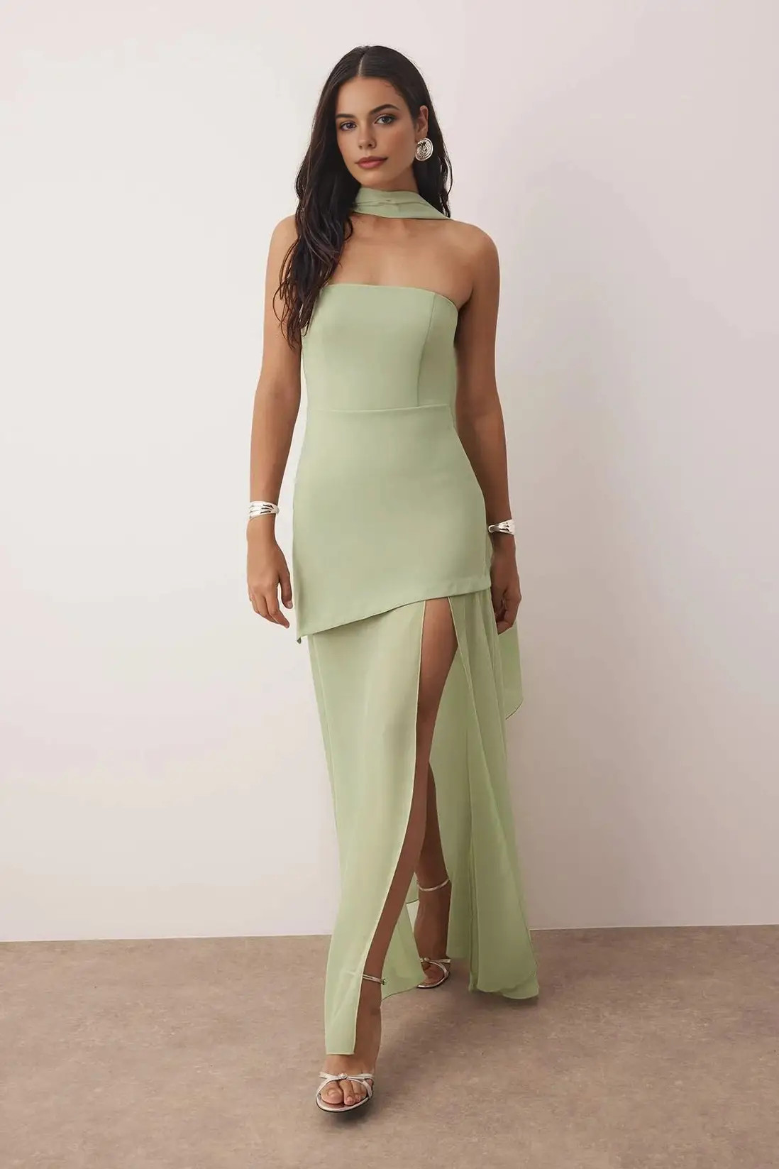 WOVCOR Woven Maxi Evening Dress With Shawl Detail | PrettyLittleThing UK