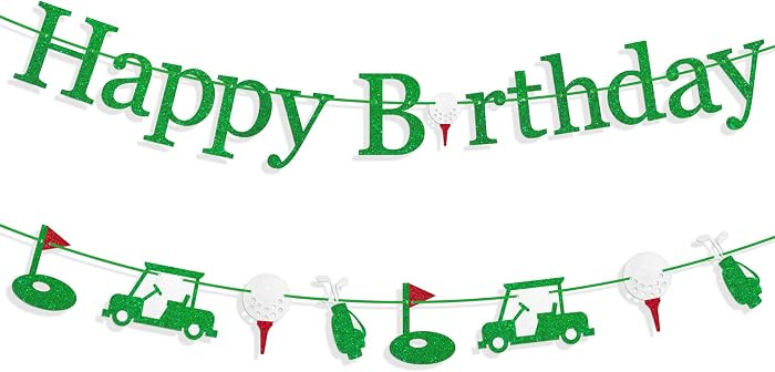 Pre-Strung Golf Happy Birthday Banner, NO-DIY Golf Sports Theme Party Decorations for Kids and Ad... | Amazon (US)