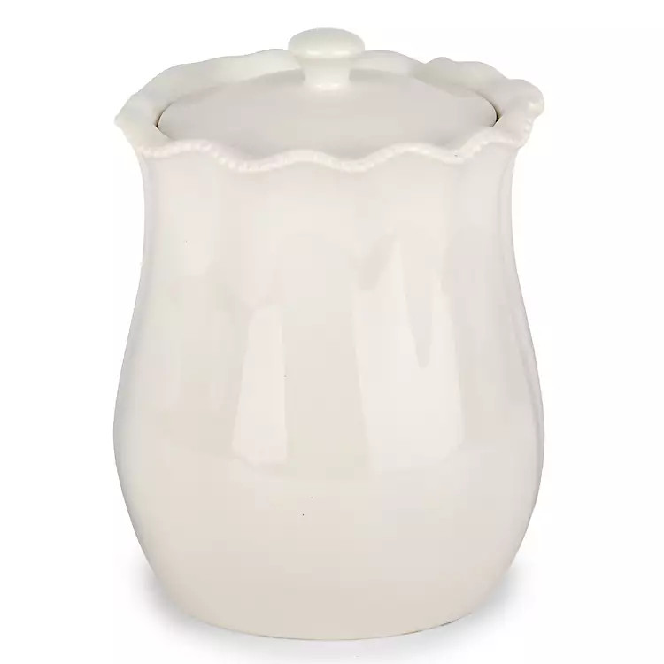 Large White Wavy Beaded Canister | Kirklands