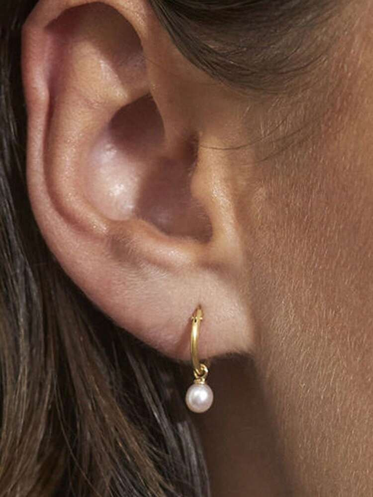 Faux Pearl Silver Drop Earrings | SHEIN
