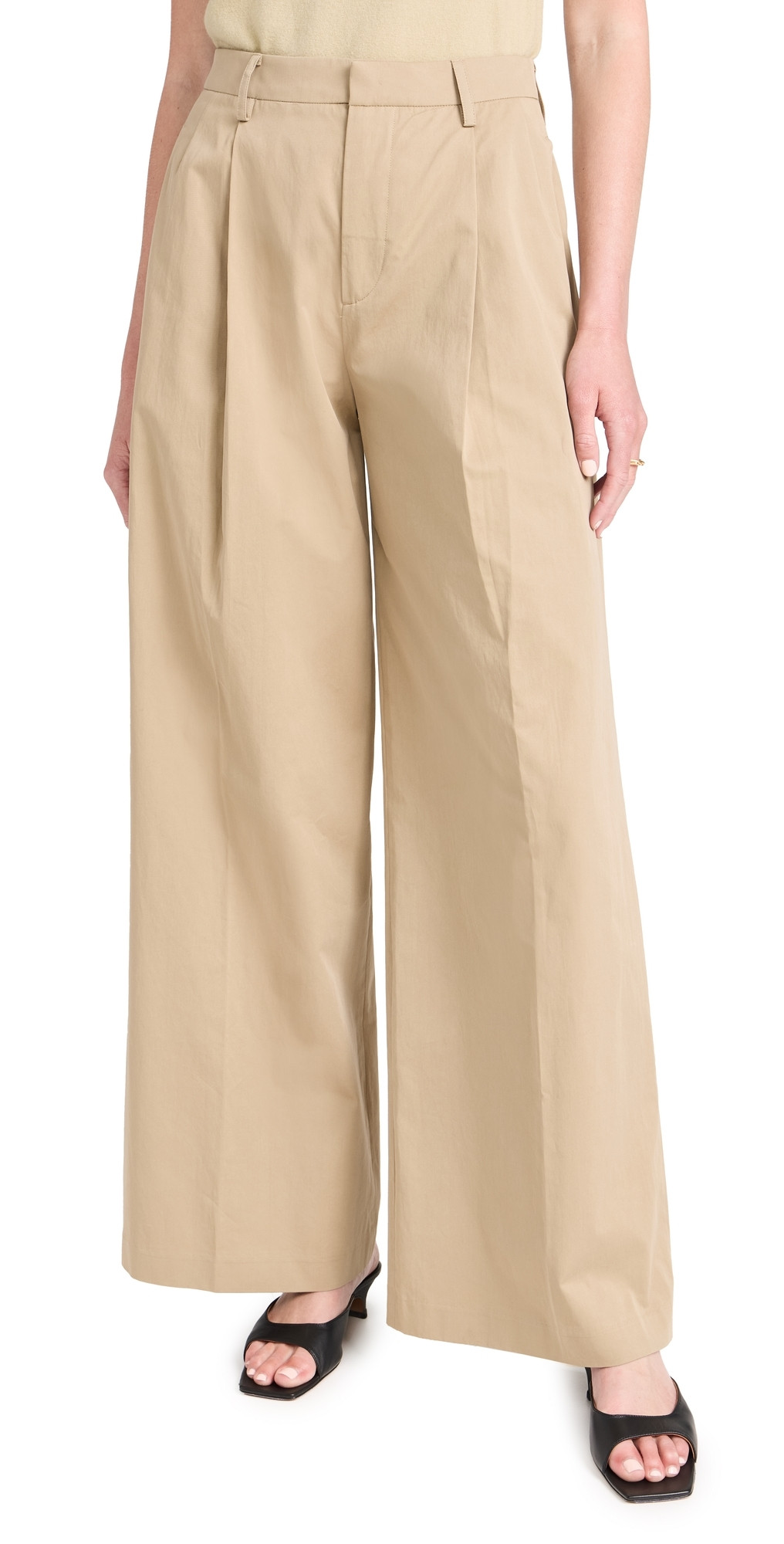 FRAME Pleated Wide Leg Pants Khaki 4 | Shopbop