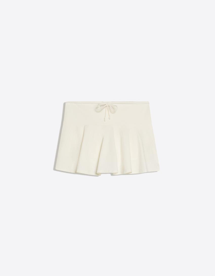 Mini skort with tie waist - Women | Bershka UK
