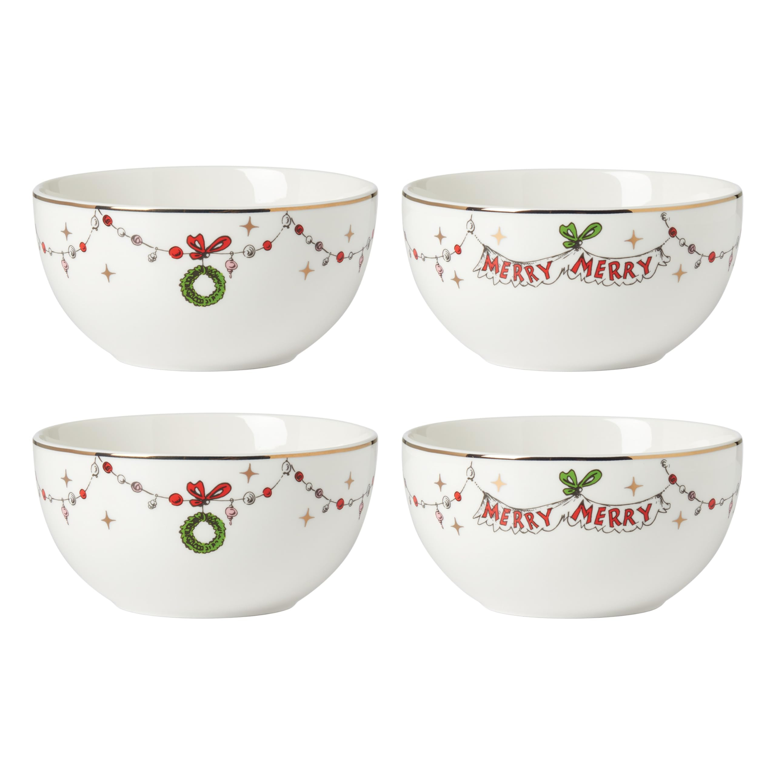 Lenox 894167 Merry Grinchmas 4-Piece All-Purpose Bowl Set, Christmas Dinnerware | Amazon (US)