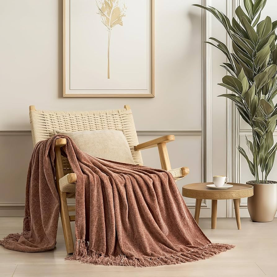EVERGRACE Soft Chenille Throw Blanket for Couch, Cozy Plush Fuzzy Decorative Chenille Knit Throw ... | Amazon (US)