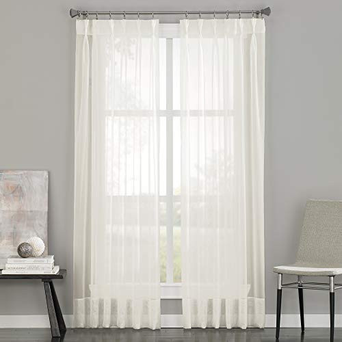 Curtainworks Soho Voile Sheer Pinch Pleat Curtain Panel, 29 by 84", Oyster (Pack of 1) | Amazon (US)