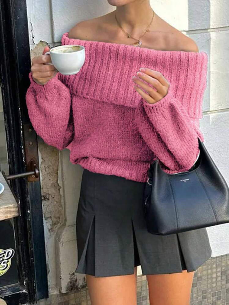 INAWLY Women's Casual Off-Shoulder Loose Sweater, Autumn Winter | SHEIN