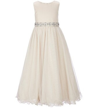 Chantilly Place Little Girls Beaded-Waist Wire-Hem Long Dress | Dillard's | Dillard's