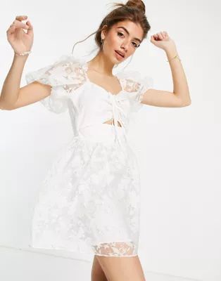 Topshop organza dress with cutout detail in white | ASOS (Global)